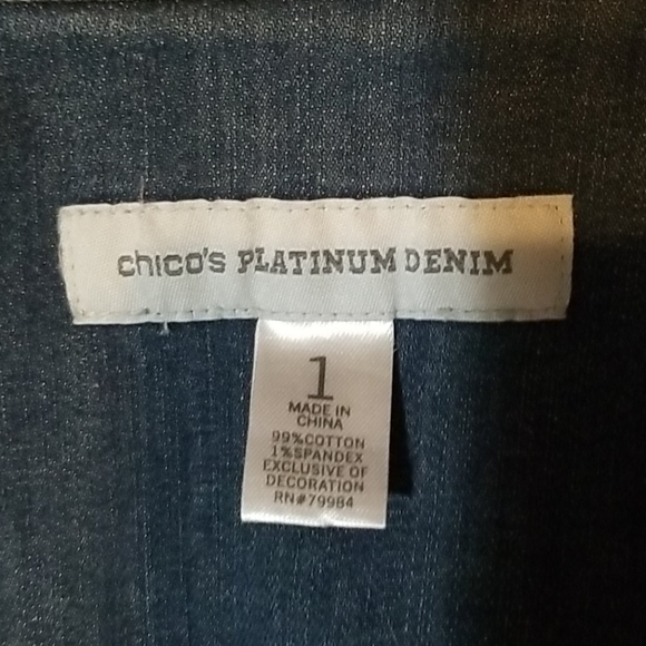 Chico's Platinum Denim Jeans embellished Jacket - Picture 11 of 16